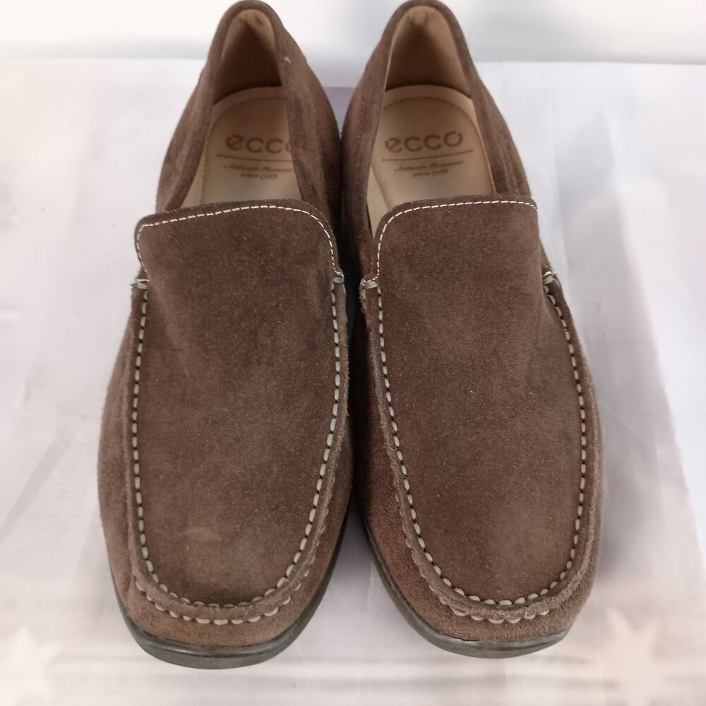 ECCO Dallas Moc Brown Suede Loafers Comfort Slip On Men EU 40 Leather